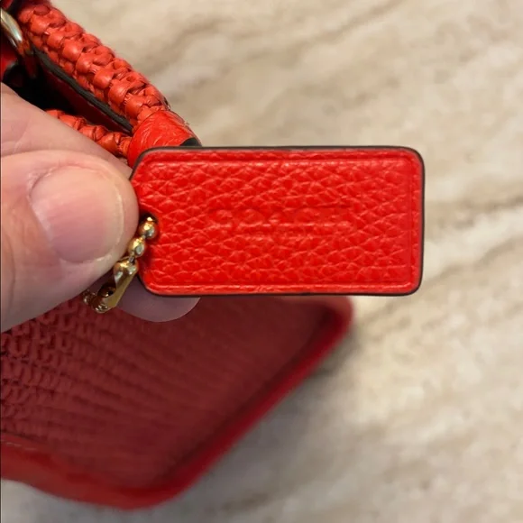Coach Dempsey Straw Miami Tote 22 Crossbody in Red - Picture 10 of 11